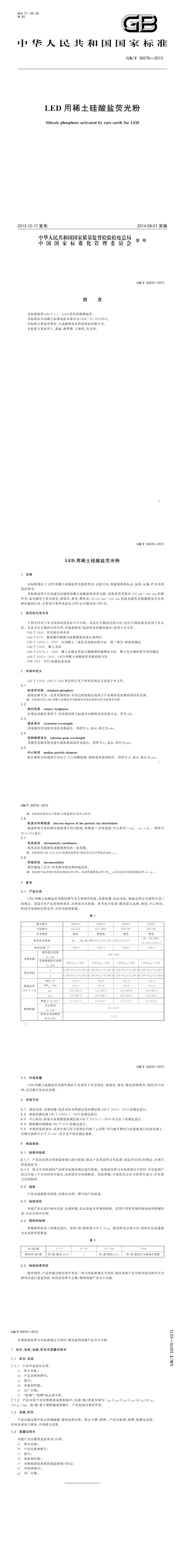 GB_T 30076-2013 LED用稀土硅酸盐荧光粉